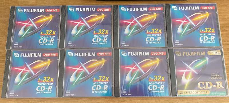 CD Lot Fujifilm CD-R (all 8 CDs still sealed)  Lot D, vintage