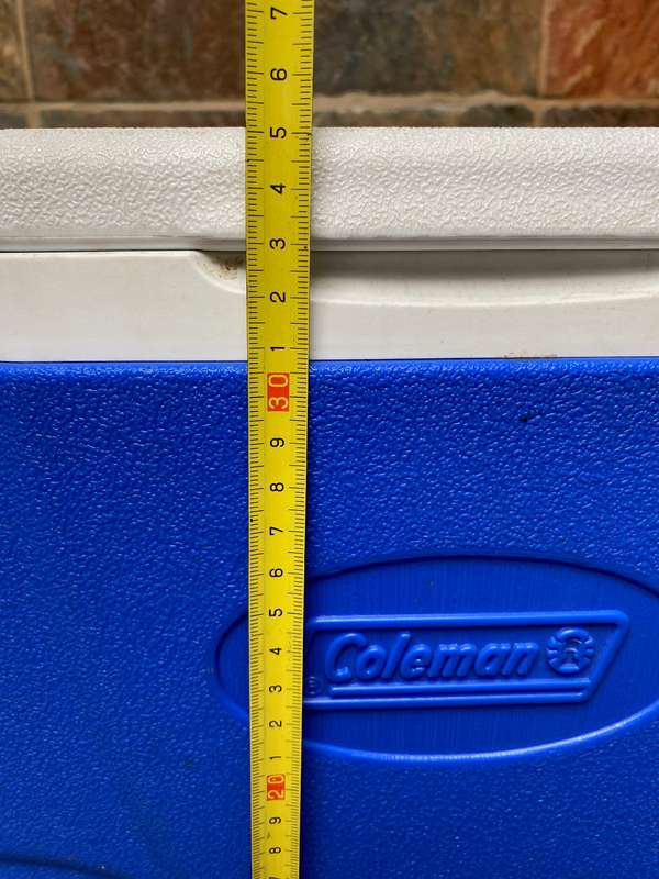 COLEMAN Combo blue (3 pieces) made in USA, vintage:Coolbox  6215/6216 16 Quart + 2  drink container