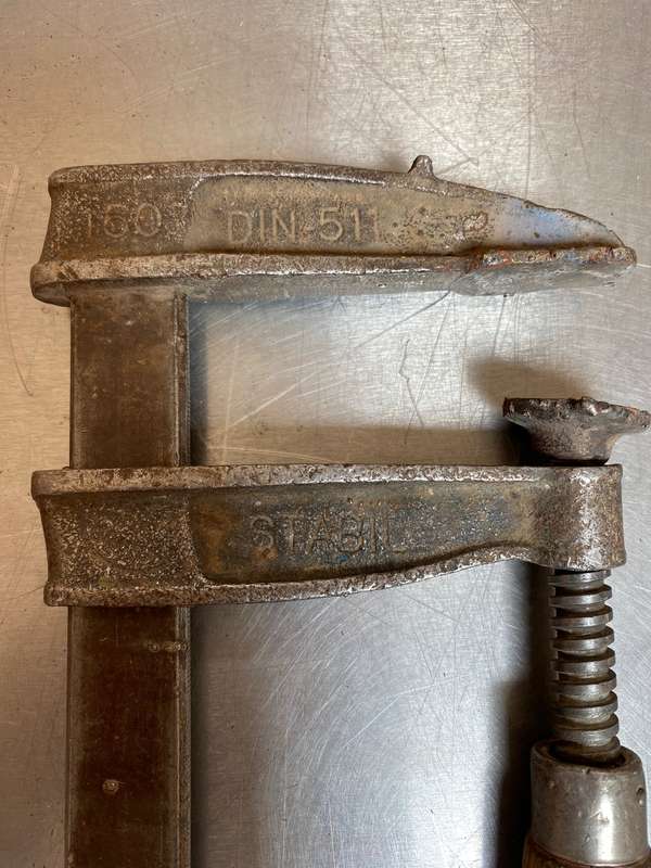 Lot of old tools ( 4 x clamps ) with wooden handle, rare, from Germany, vintage collectors item