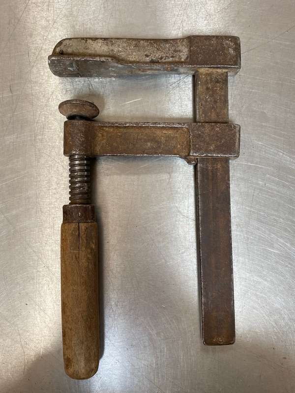 Lot of old tools ( 4 x clamps ) with wooden handle, rare, from Germany, vintage collectors item