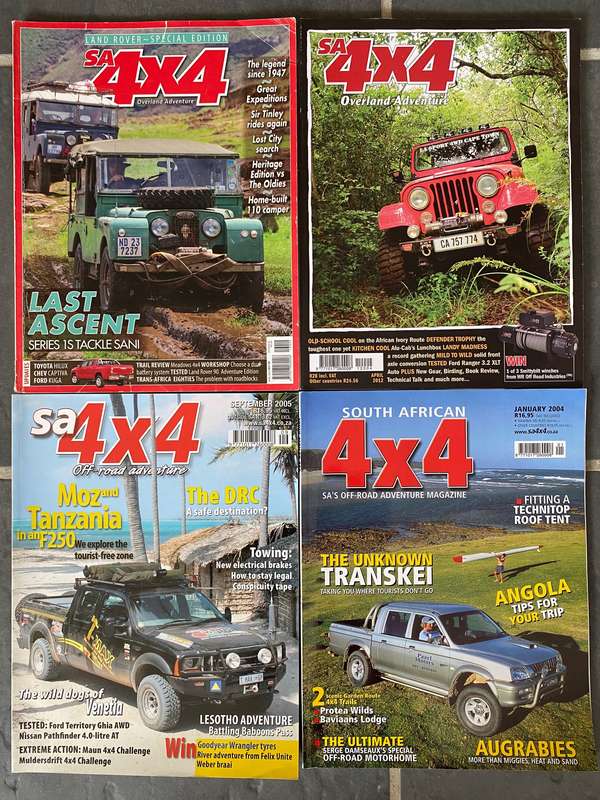 4x Car Magazine SA 4x4 Lot 13: Sept 2005 +Jan 2004, April 2016 +April 2014 vintage, collectors item,
