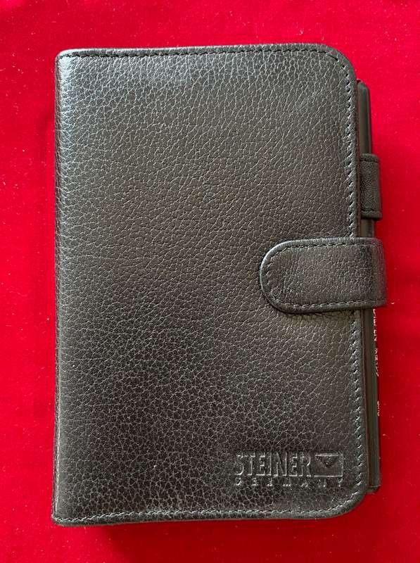 Steiner leather file calender,black (15x10x2cm) from 1997 vintage,collectors item,unused, very rare