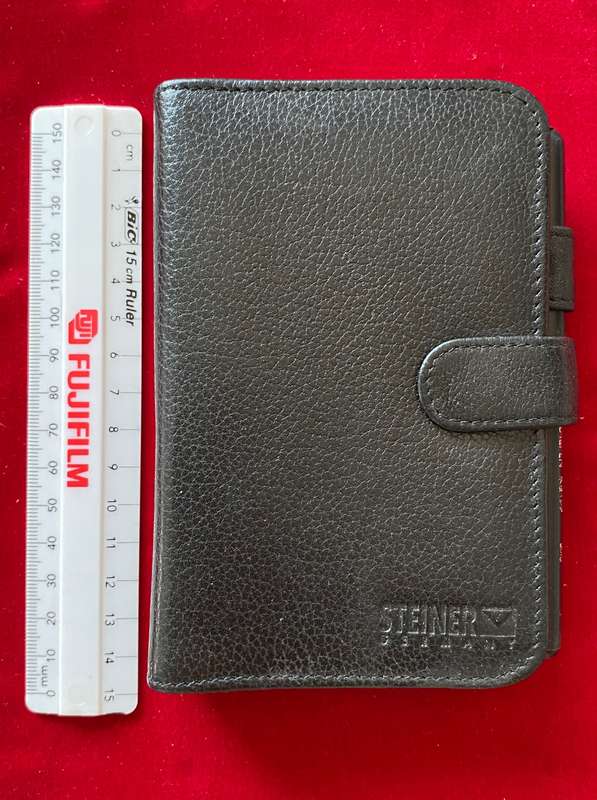 Steiner leather file calender,black (15x10x2cm) from 1997 vintage,collectors item,unused, very rare