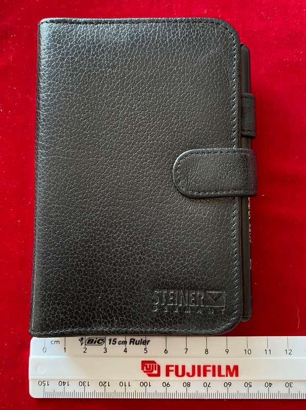 Steiner leather file calender,black (15x10x2cm) from 1997 vintage,collectors item,unused, very rare
