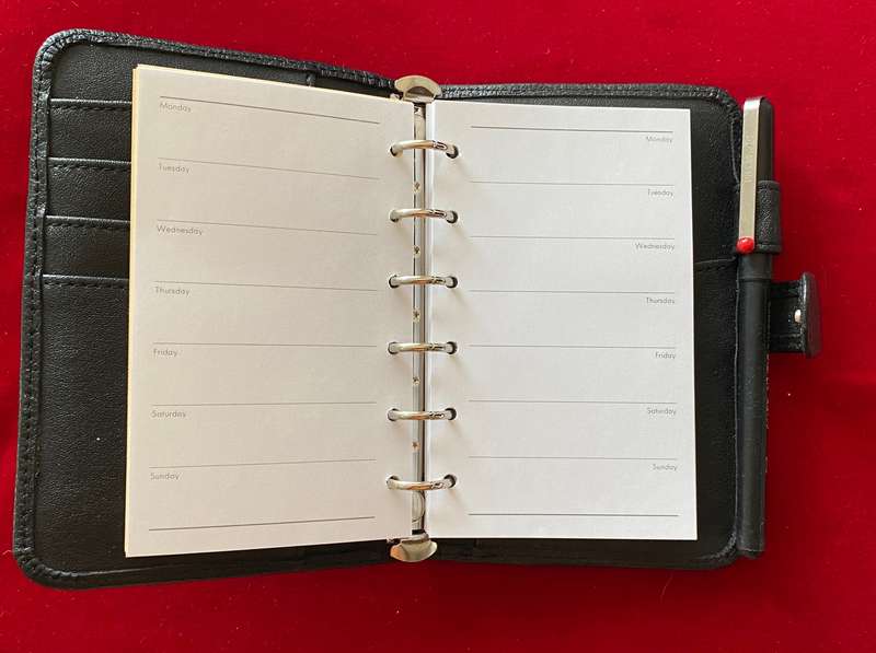 Steiner leather file calender,black (15x10x2cm) from 1997 vintage,collectors item,unused, very rare