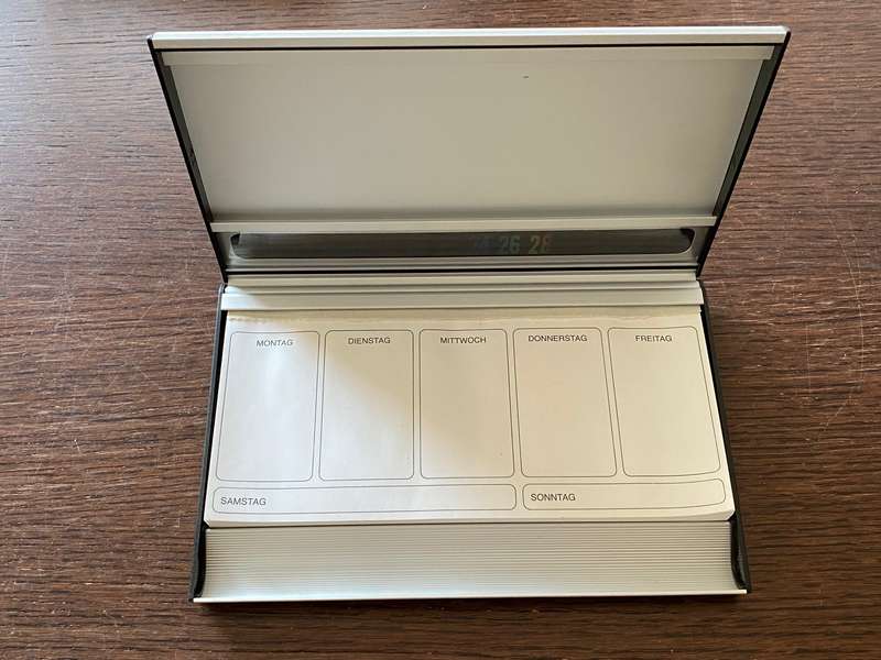 Desk Thermometer with writing block in Aluminum Case  60s/70s vintage,collectors item, very rare