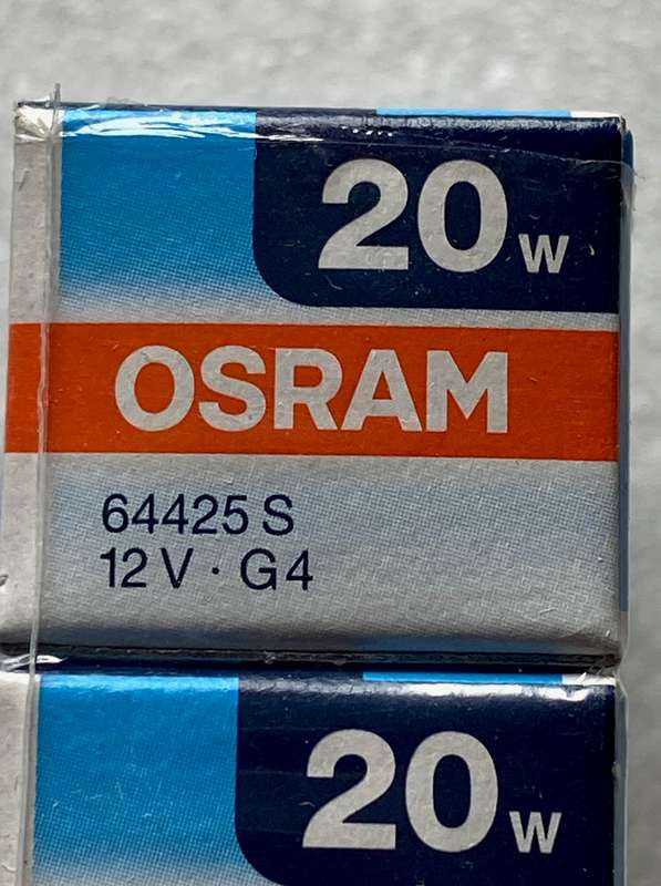 Osram Halogen 12V 20W 64425S G4, unused, still in original box