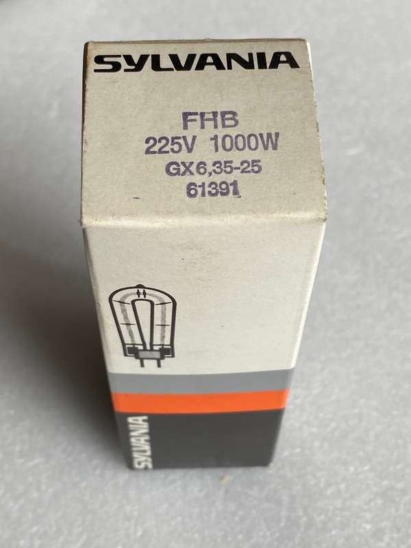 Sylvania bulb 225V 1000W GX6.35-25, unused, still in original box