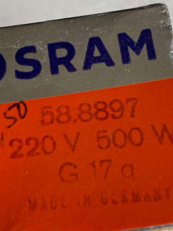 Osram Projector bulb G17q 220V 500W, unused, still in original box