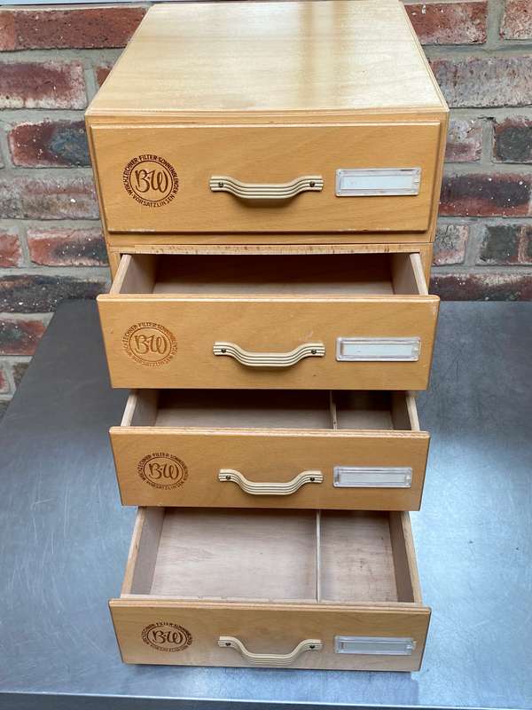 B+W Wooden drawer set from the 60s, from Germany, vintage, very rare in very good condition
