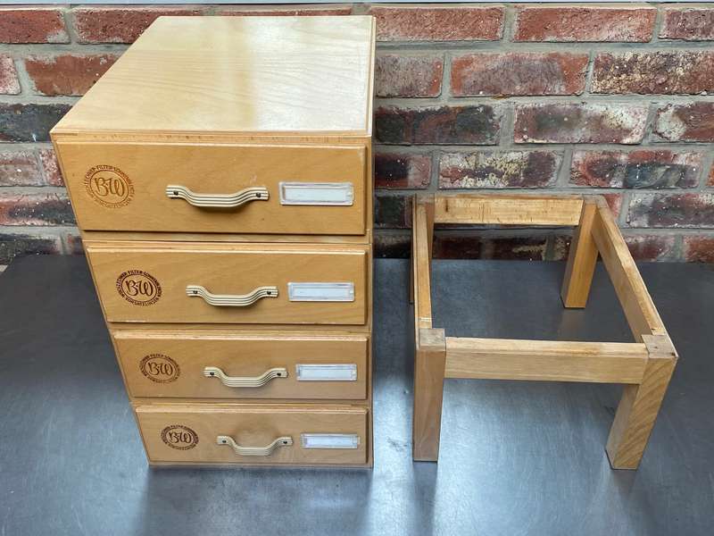 B+W Wooden drawer set from the 60s, from Germany, vintage, very rare in very good condition