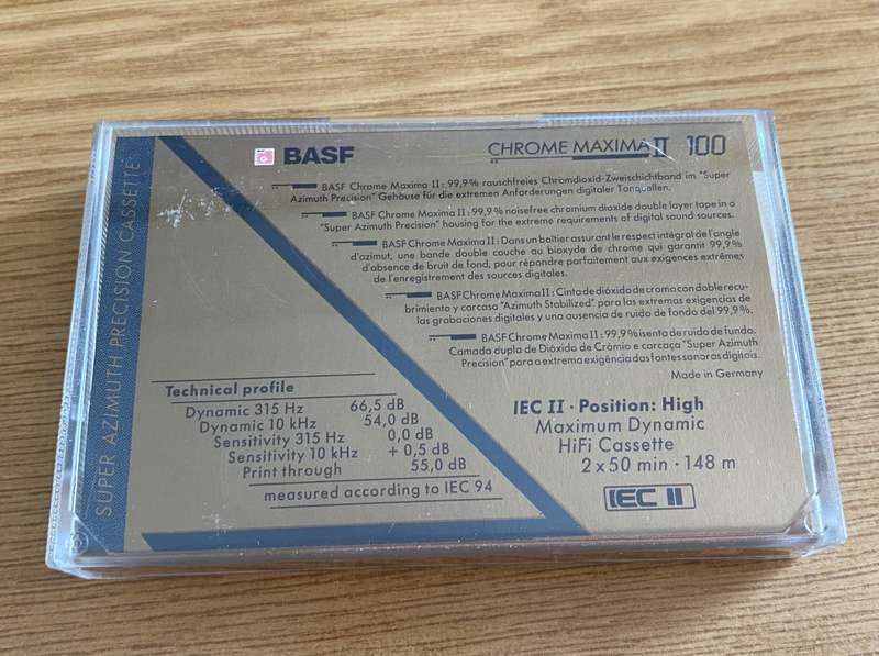 BASF Chrome Maxima II 100 Hifi Cassette, used, in good condition