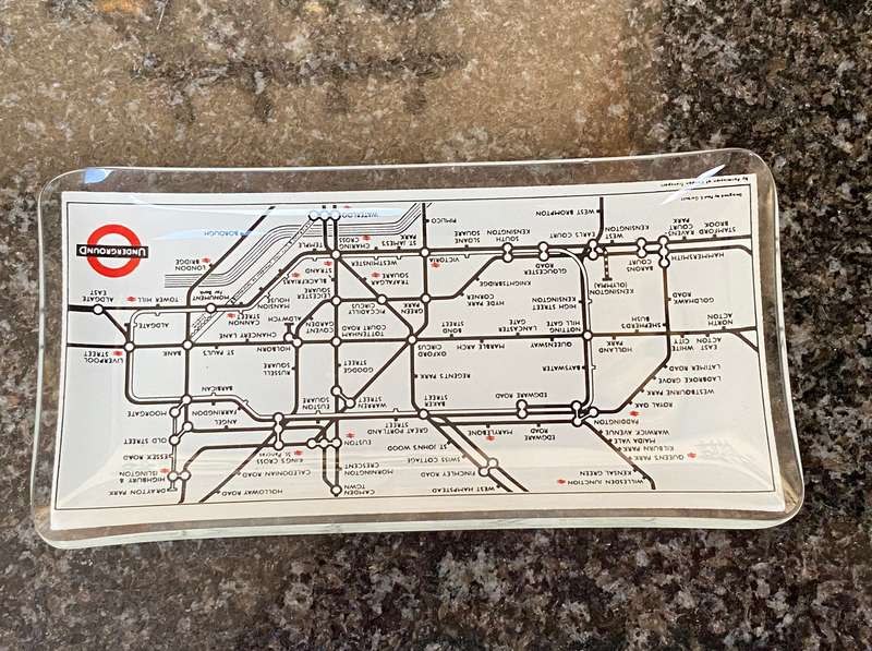 5x glass plate tray dish, english flag , piccadilly, uk bar item, vintage, collectors item, rare