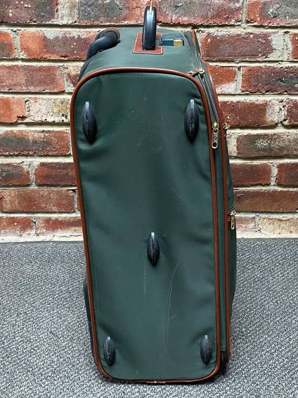 Samsonite green brown suite case with rolls , bag, trolley, vintage,travel , retro