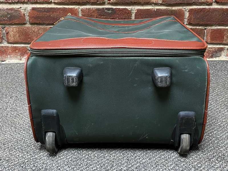 Samsonite green brown suite case with rolls , bag, trolley, vintage,travel , retro