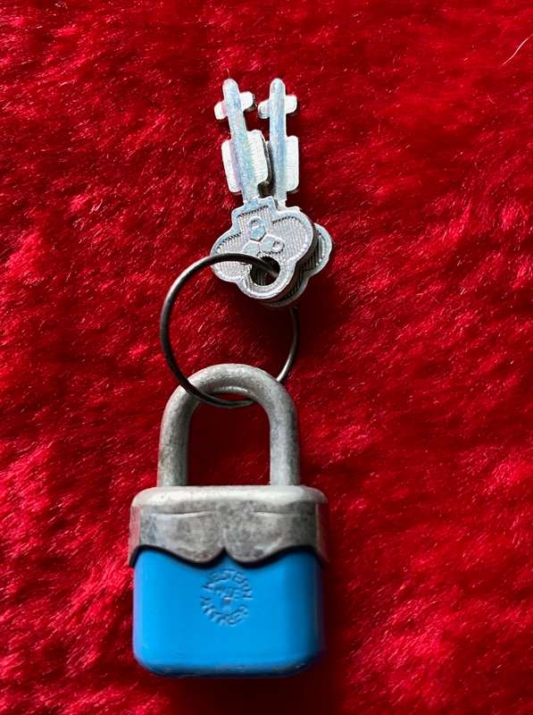 Blue Mini Lock with 2 keys Western Germany vintage, collectors item