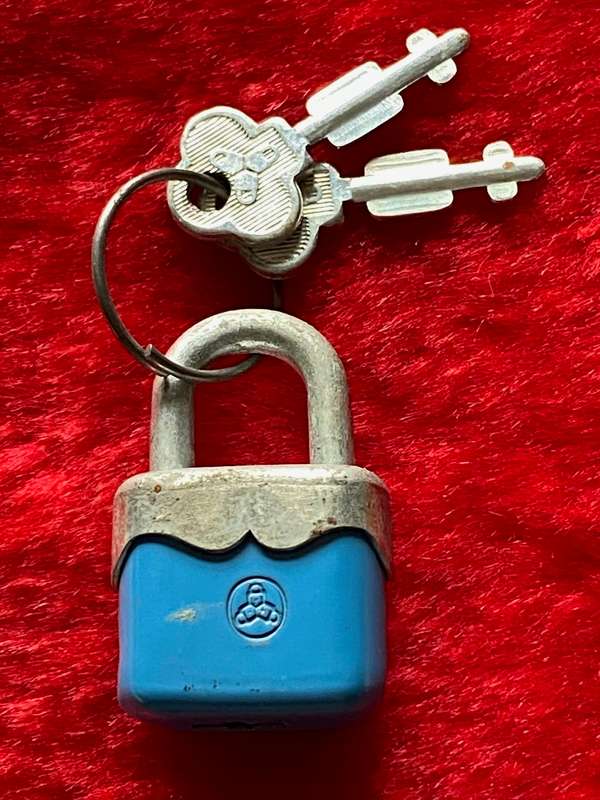 Blue Mini Lock with 2 keys Western Germany vintage, collectors item