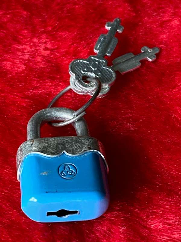 Blue Mini Lock with 2 keys Western Germany vintage, collectors item
