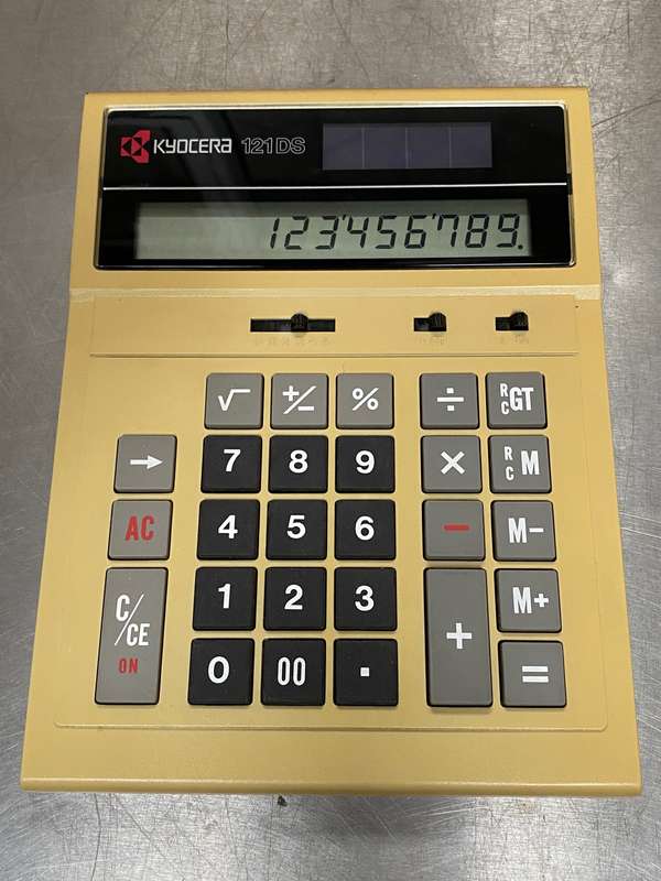 Kyocera Solar Calculator 121DS , vintage, made in Japan, collectors item LOT 3