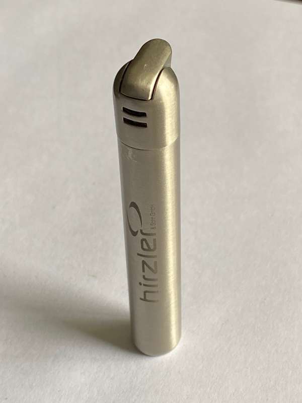 Stainless steel firelighter, with  branding, vintage, collectors item, from the 80s