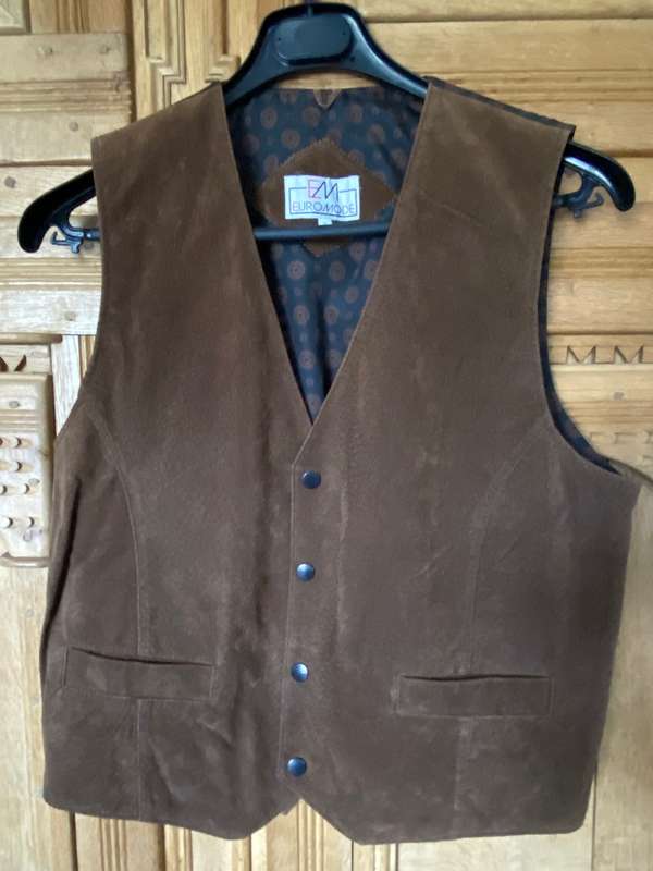 Genuine Leather Vest dark brown, size S / 38