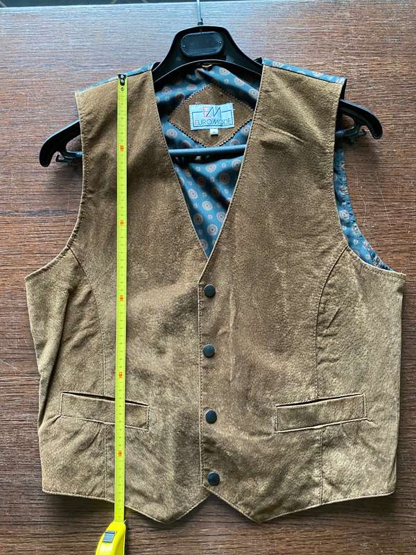 Genuine Leather Vest dark brown, size S / 38