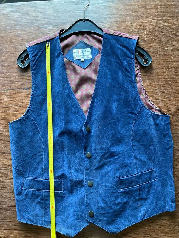 Genuine Leather Vest dark blue, size S / 38