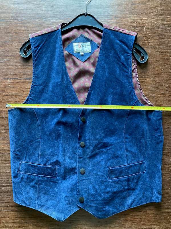 Genuine Leather Vest dark blue, size S / 38