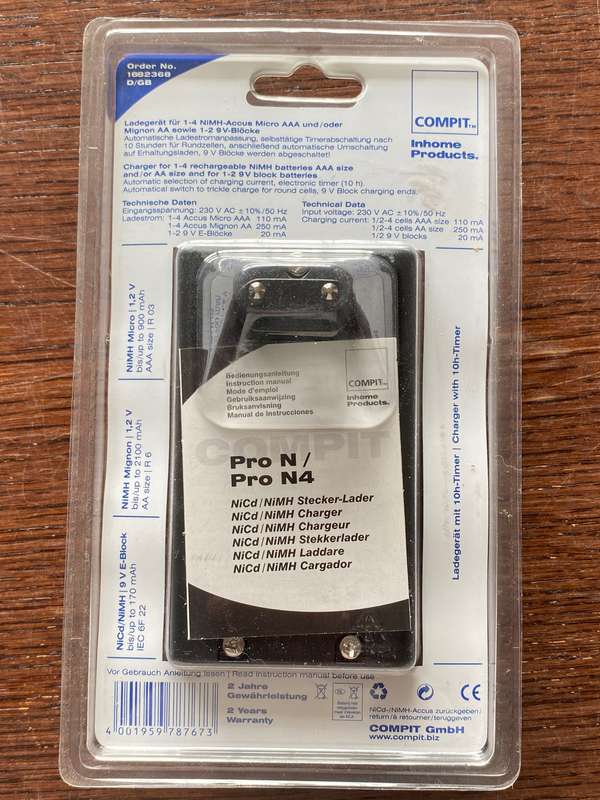 COMPIT Battery charger Pro N ,new for AAA, AA and 9V Block Batteries, still original packed , sealed