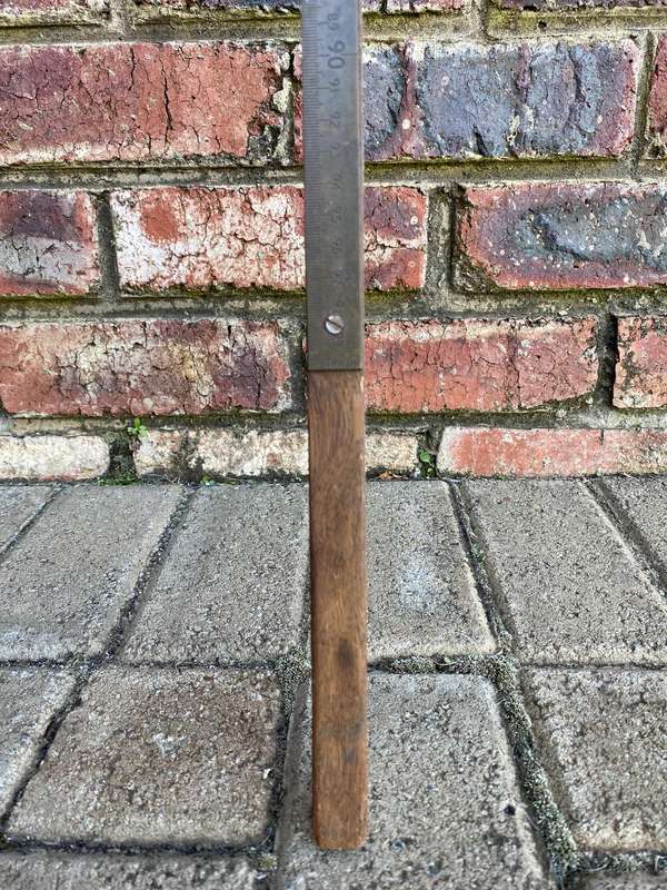 Vintage Ruler Stick SPA79, 1m , in total is approx. 1.20m long, wood and brass  COLLECTORS ITEM