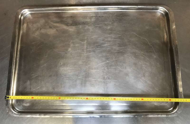 Stainless steel tray, secondhand, 65cm x 44cm