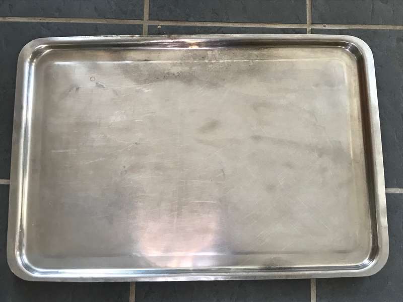 Stainless steel tray, secondhand, 65cm x 44cm