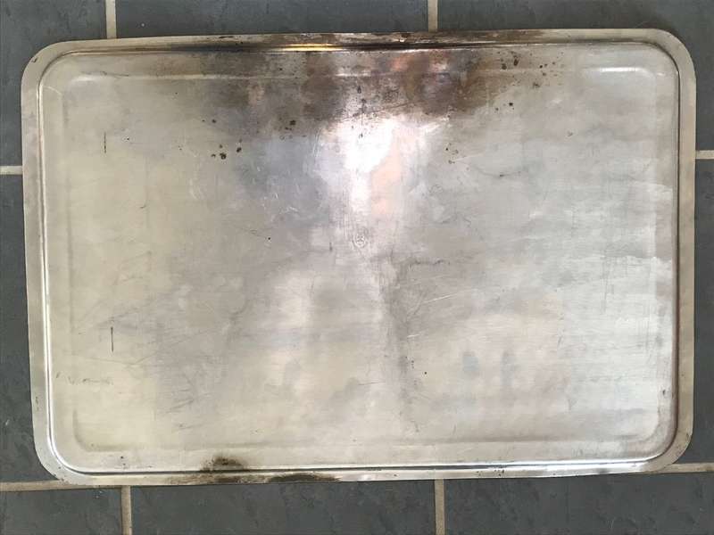 Stainless steel tray, secondhand, 65cm x 44cm