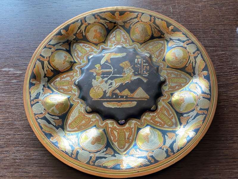 Hanging Plate Egypt Vintage, collectors item, 27cm diameter, weight 430g,brass or copper