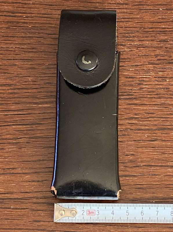 Leather pouch/case for a knife or a multitool, black, vintage, like leatherman or similar