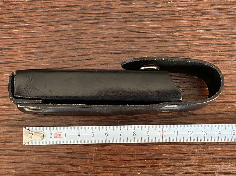 Leather pouch/case for a knife or a multitool, black, vintage, like leatherman or similar