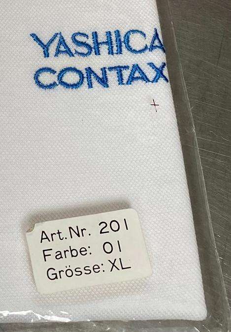 Yashica Contax Polo Shirt ,white, size XL , still sealed , new, vintage, collectors item,