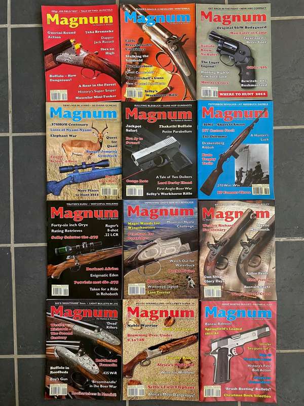 12 x MAGNUM Magazine 1-12 / 2012 , vintage,rare, collectors item, hunting magazine