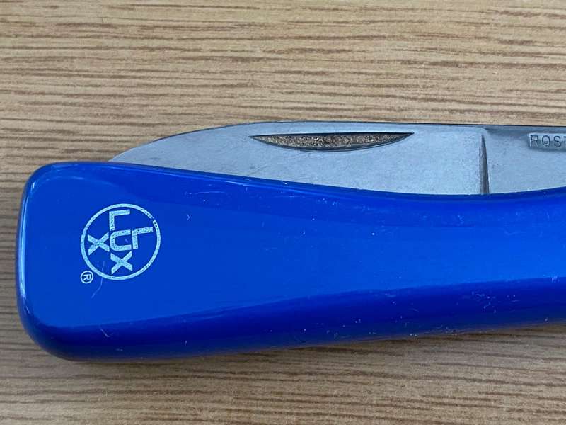 Lux Folding Pocket knife, rostfrei, vintage, rare from Germany, blue,