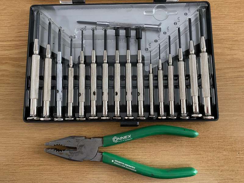 Tool Set, vintage, rare from Germany, connex plier & precision jeweler screwdriver set