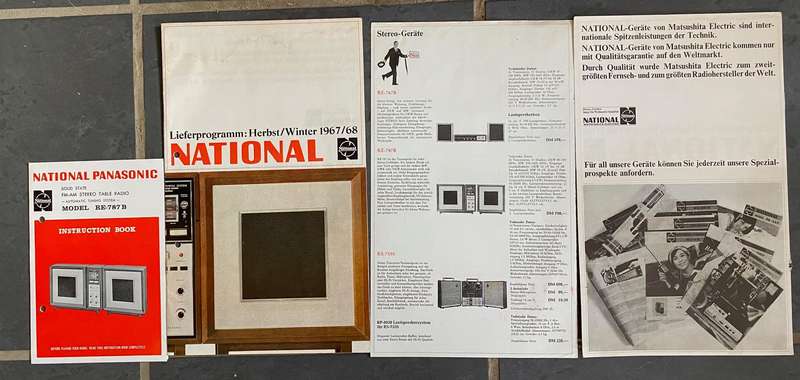 National Panasonic Radio Model RF-787B Instruction book and brochures, collectors item, vintage