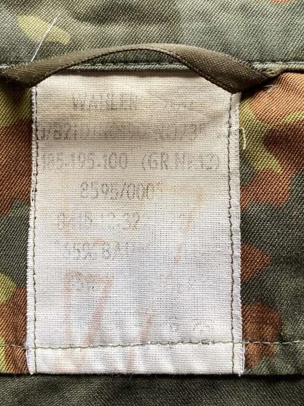 German Millitary Army Jacket Zipped Fleck-tarn Camouflage,( Gr. Nr. 13) 185-195 with Logo,
