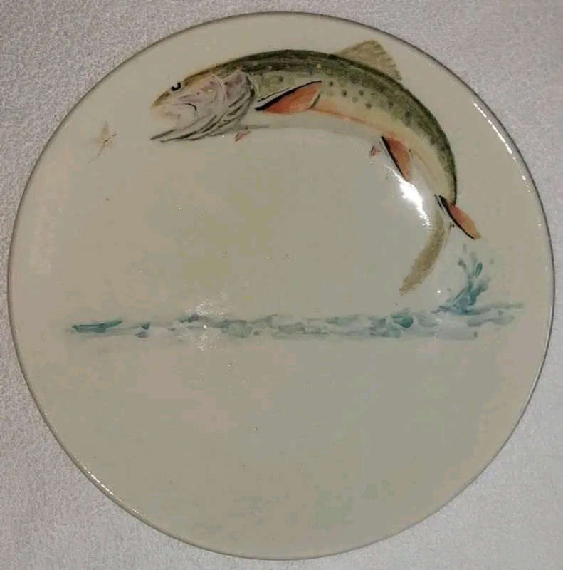 Tom Sutcliffe hand painted in 2020, glazed ceramic dish.