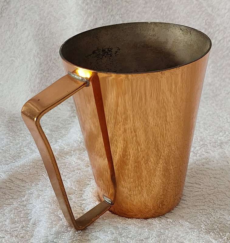 Large metal mug with red copper finish