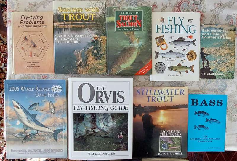 A lot of 9 fishing books