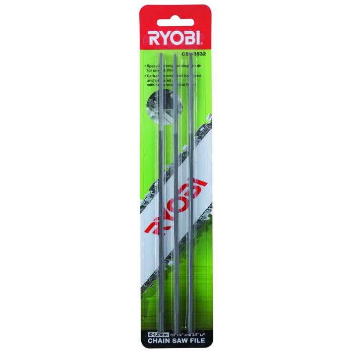 Ryobi Chainsaw Sharpening File 4mm - 3 Pack