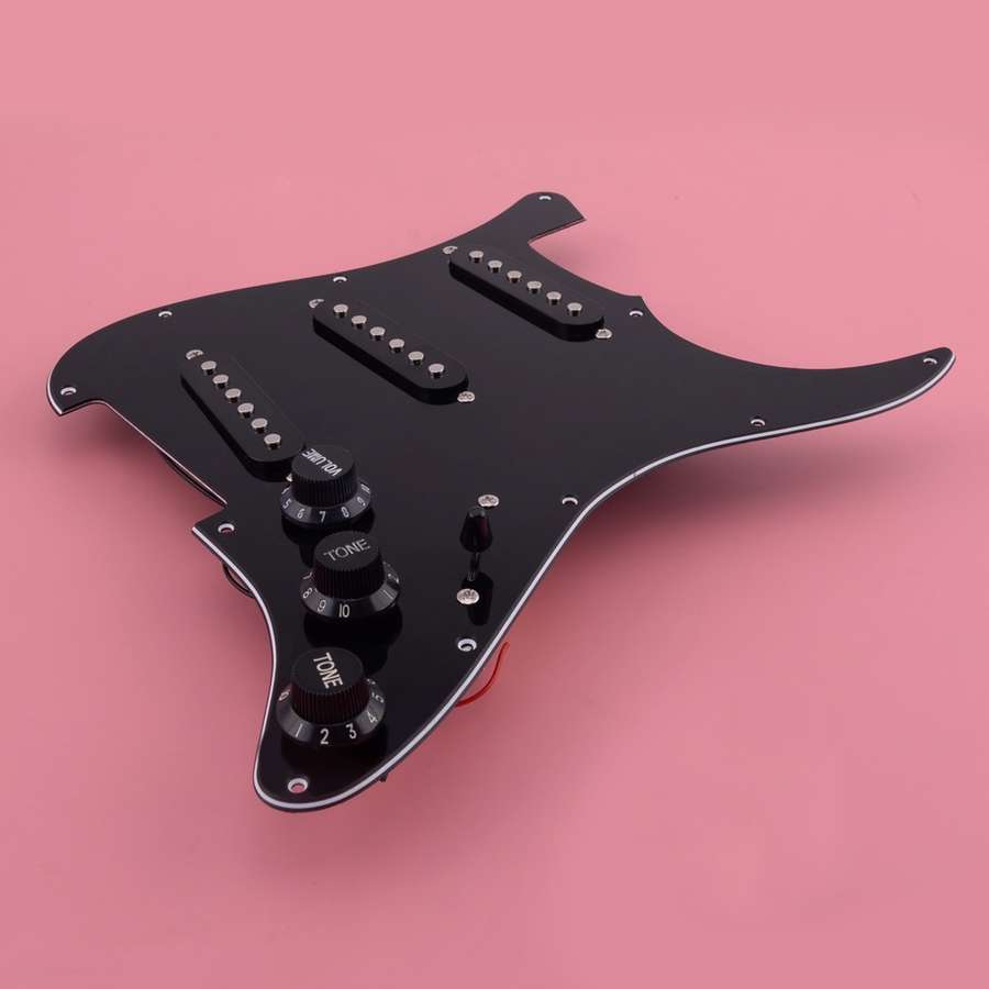 Prewired Pickguard Loaded  with Alnico 5 Single Coil Pickups - Black