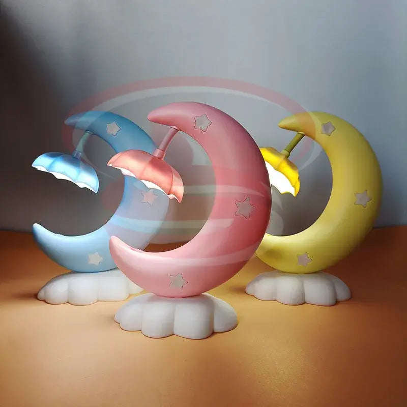 Moon & Umbrella LED Night Lamp | Kids Bedroom & Nursery Light