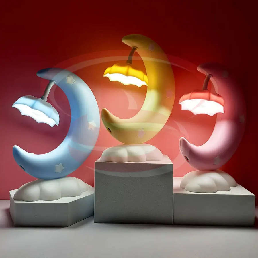 Moon & Umbrella LED Night Lamp | Kids Bedroom & Nursery Light