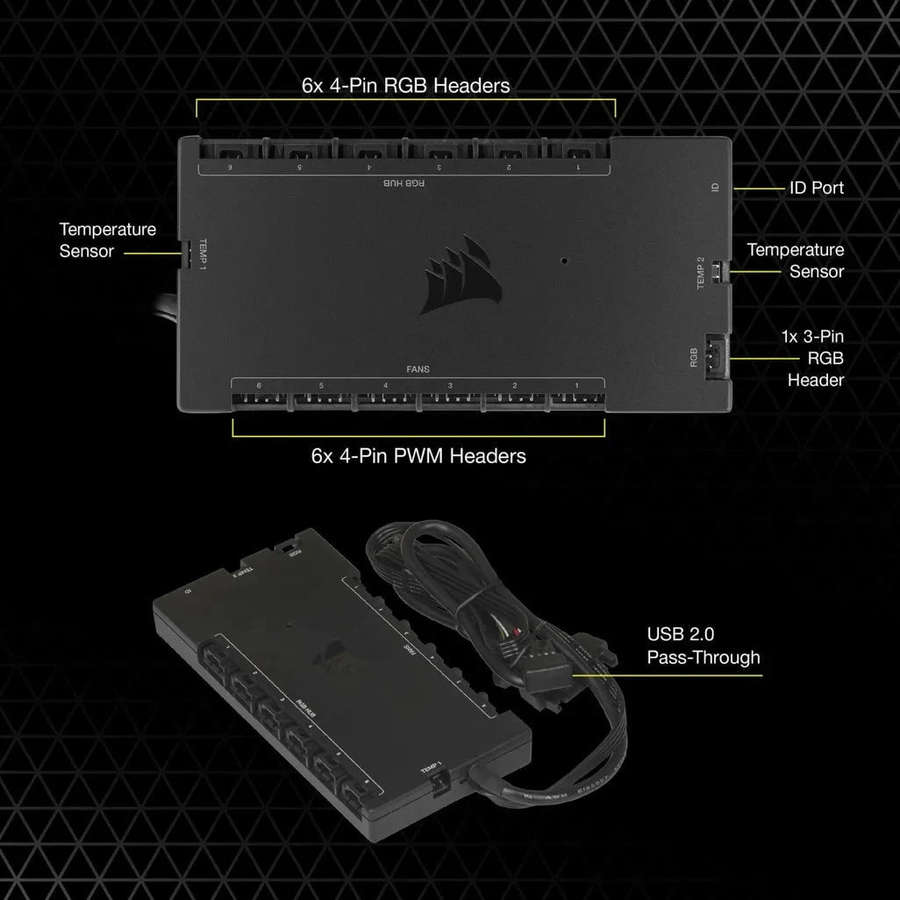 Corsair iCUE Commander Core XT, 6 channels, Black